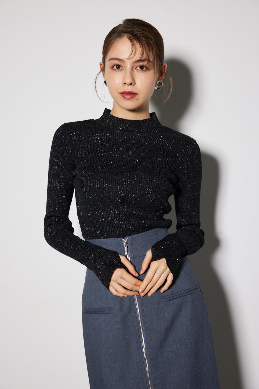 rienda「サムホール付きウォッシャブルハイネック ニット トップス」|ニット・セーター|