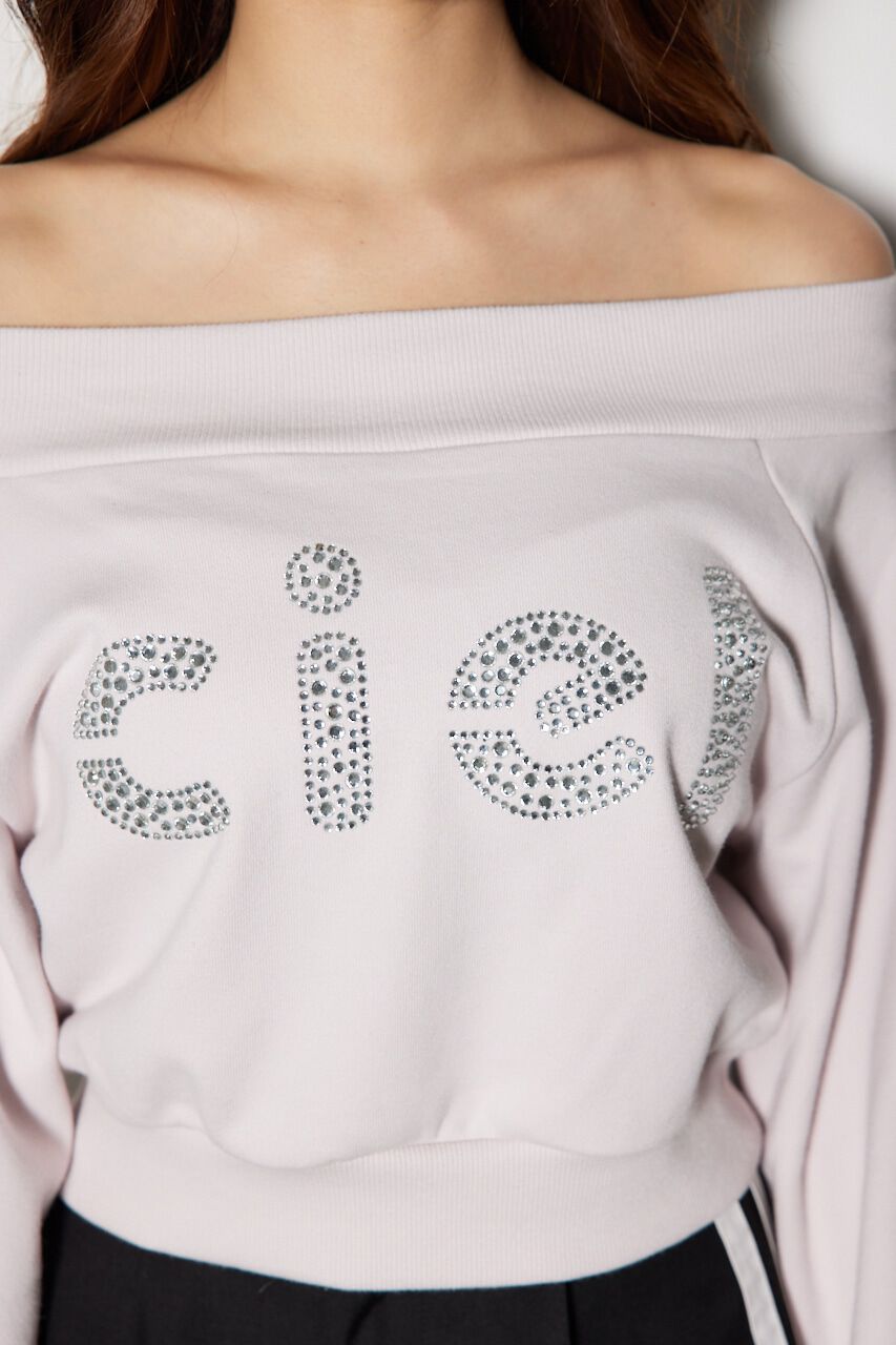 rienda「オフショルBIGロゴスウェットトップス」|Tシャツ・カットソー|