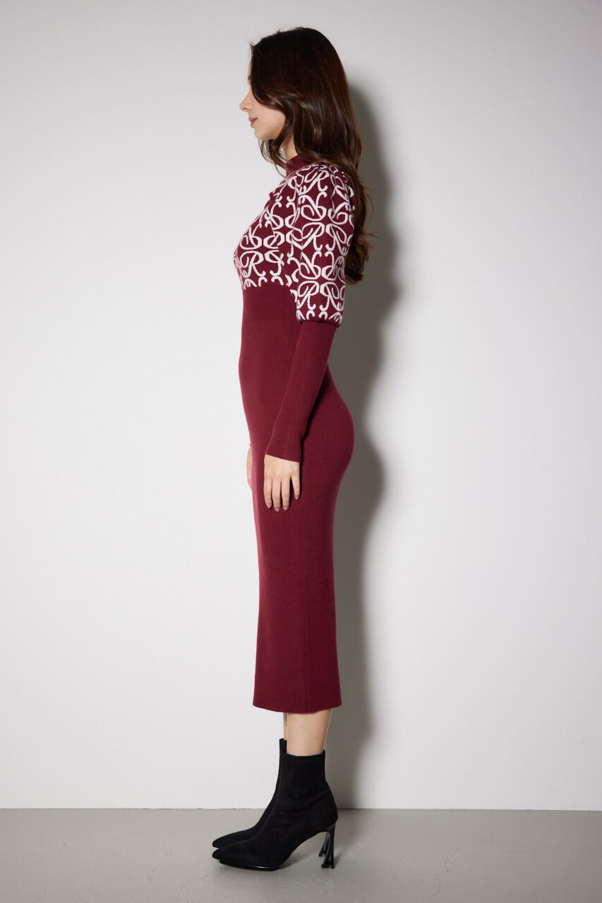 rienda「ロゴジャガードニットタイトワンピース」|ワンピース|