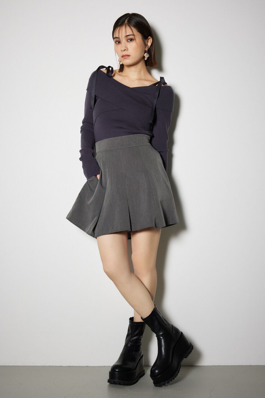 rienda「2WAYショルダーリボンクロス ニット トップス」|ニット・セーター|