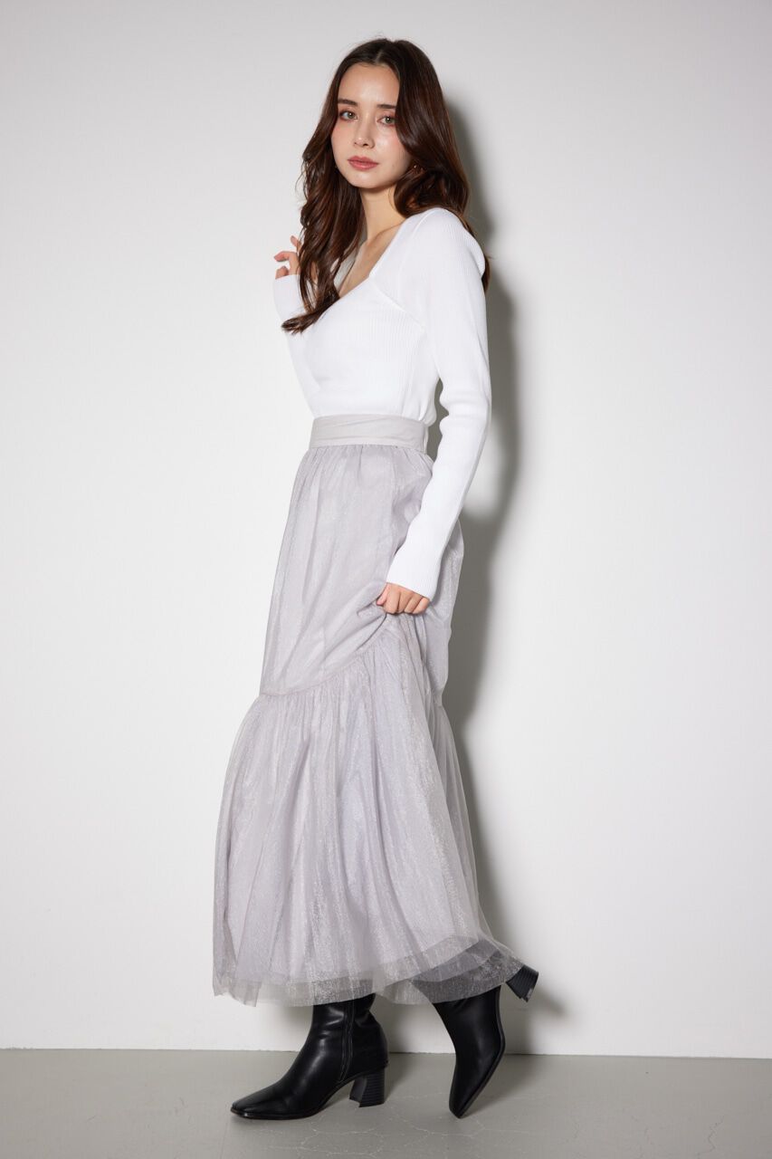 rienda「配色チュールティアードスカート」|スカート|