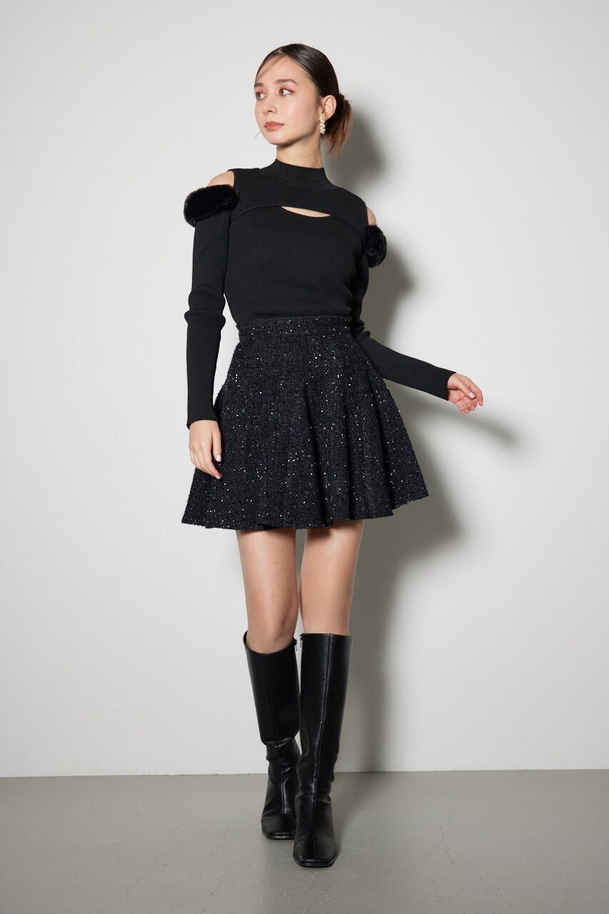 rienda「フェイクファーカッティングニットトップス」|ニット・セーター|