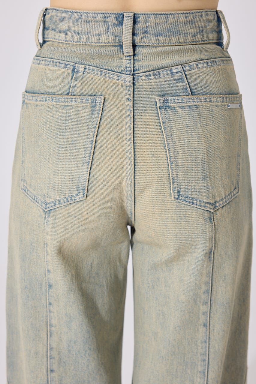 rienda「フロントボタンデザインハイウエストデニムパンツ」|デニム|