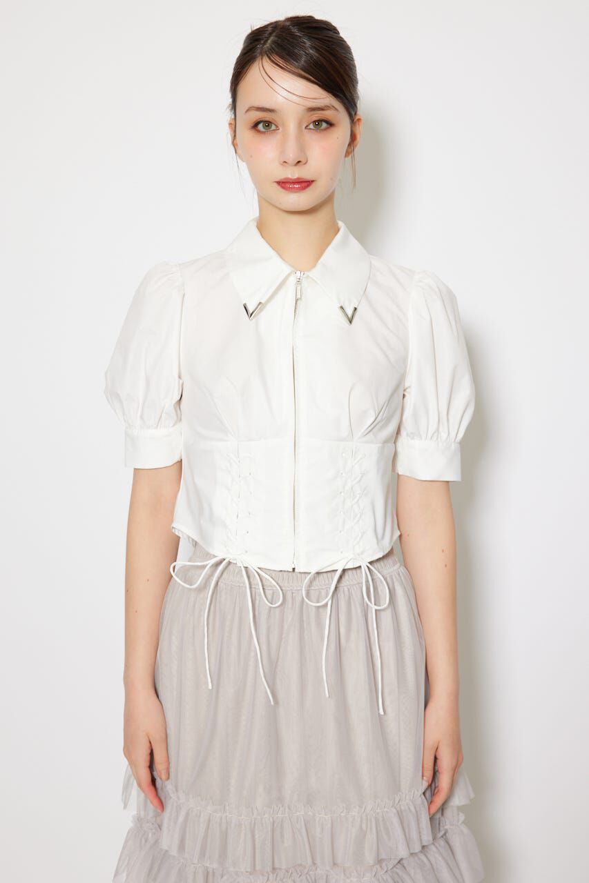 rienda「コンパクトレースアップブラウス」|シャツ・ブラウス|