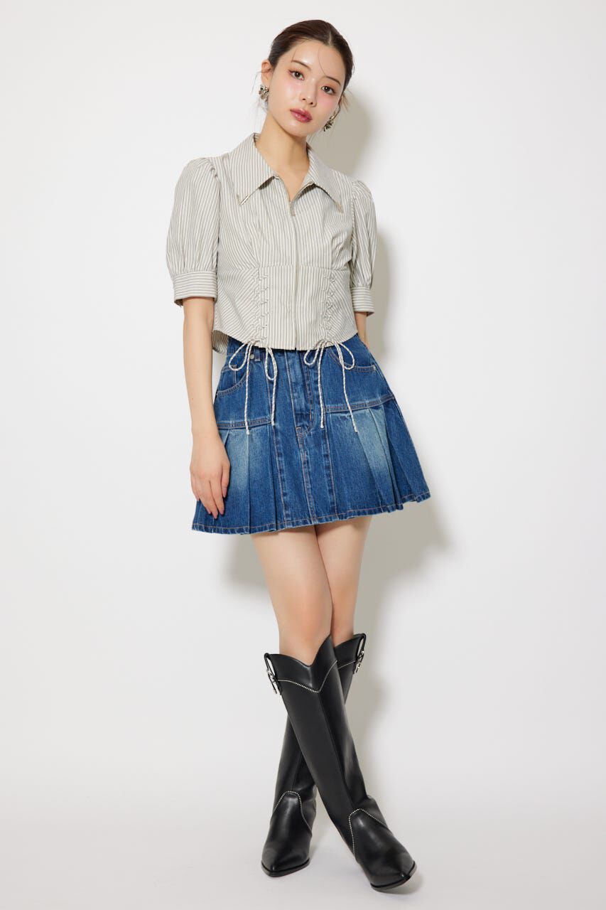 rienda「コンパクトレースアップブラウス」|シャツ・ブラウス|