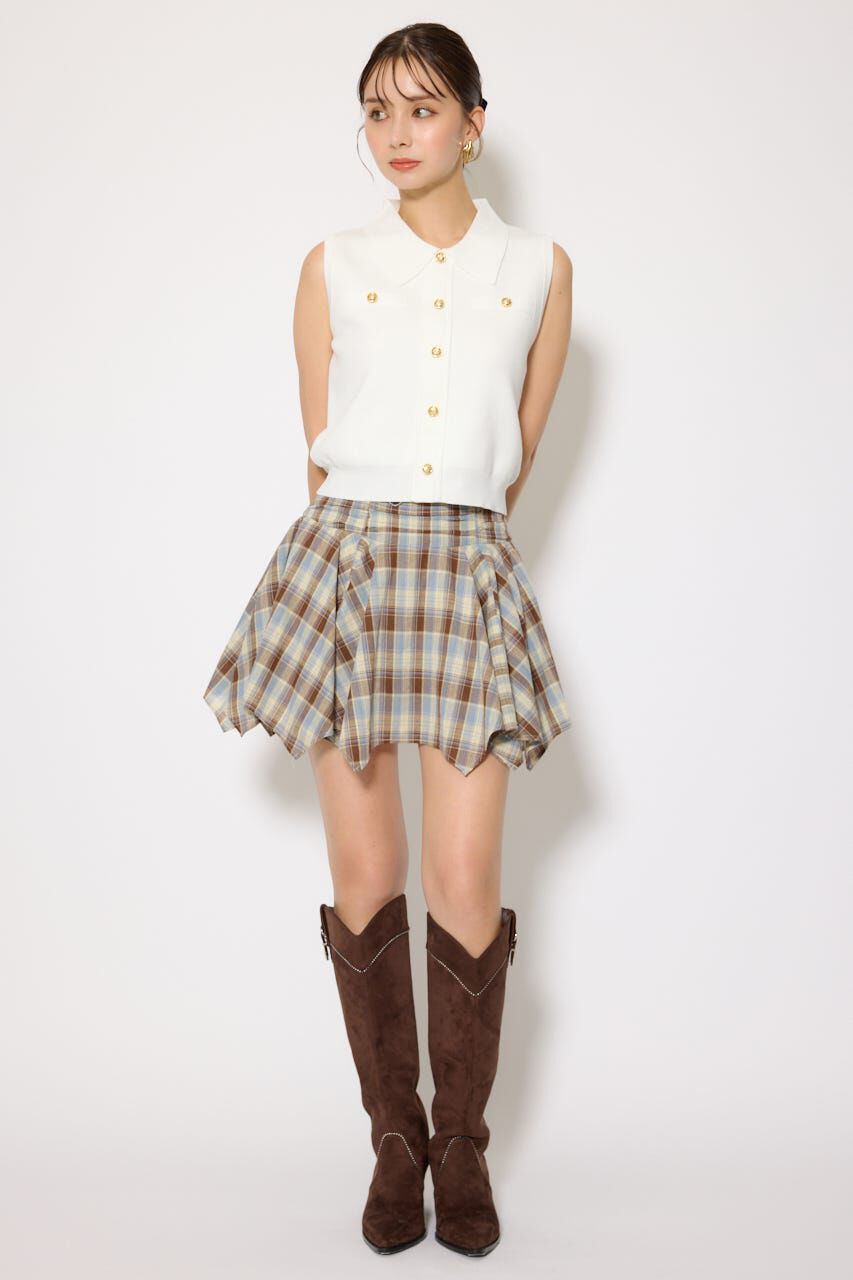 rienda「ノースリゴールドボタンニットトップス」|シャツ・ブラウス|