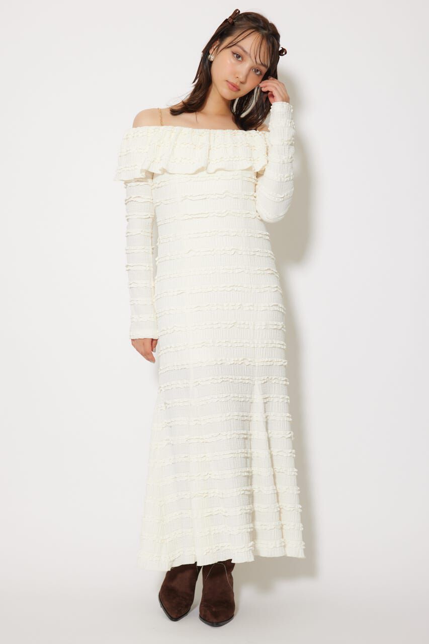 rienda「レースカットオフショルワンピース」|ワンピース|