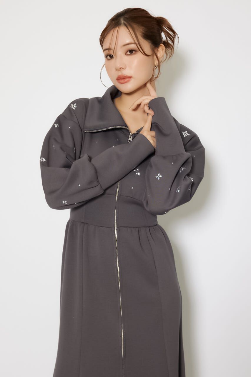 rienda「フラワーモチーフスウェットワンピース」|ワンピース|