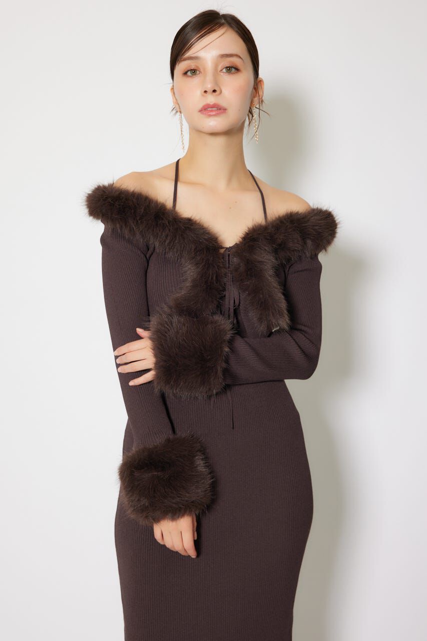 rienda「フェイクファーレディーニットワンピース」|ワンピース|