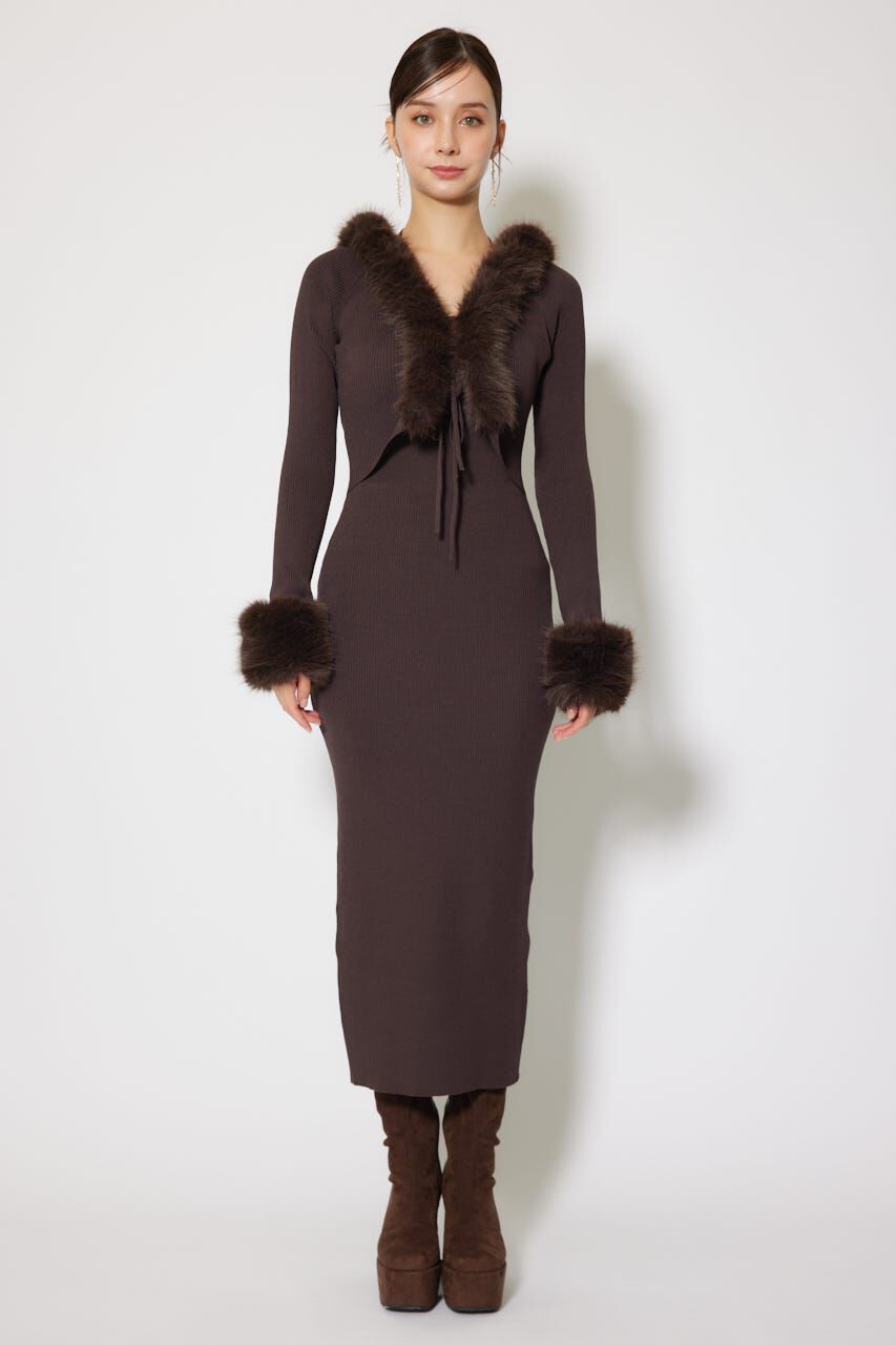 rienda「フェイクファーレディーニットワンピース」|ワンピース|