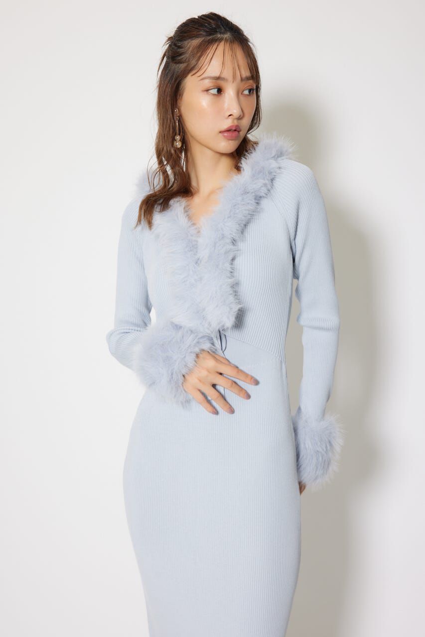 rienda「フェイクファーレディーニットワンピース」|ワンピース|