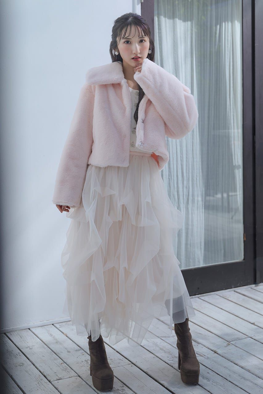 rienda「ランダムタックチュールスカート」|スカート|