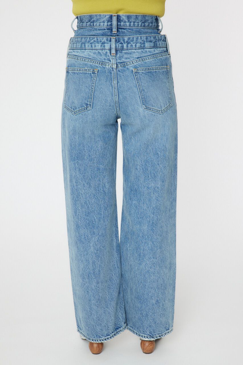 RODEO CROWNS「ダブルベルトウエストワイドパンツ」|デニム|