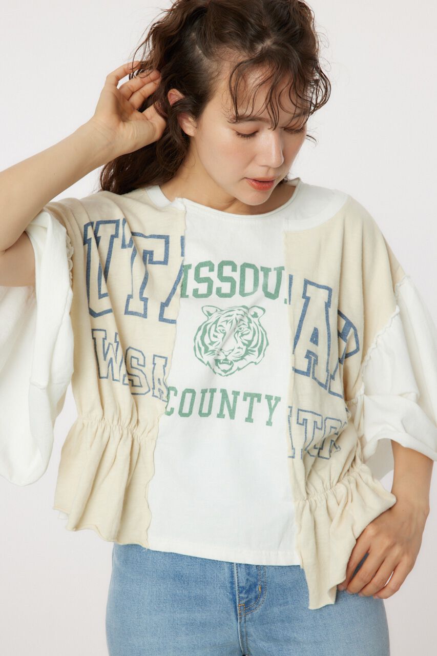 RODEO CROWNS「ドッキングカレッジトップス」|Tシャツ・カットソー|O/WHT1