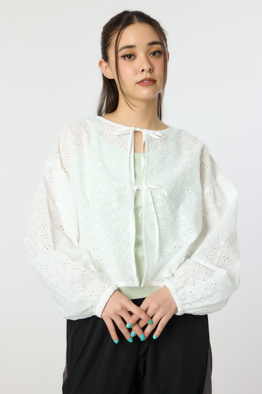 RODEO CROWNS「ノーカラーレースカーディガン」|シャツ・ブラウス|