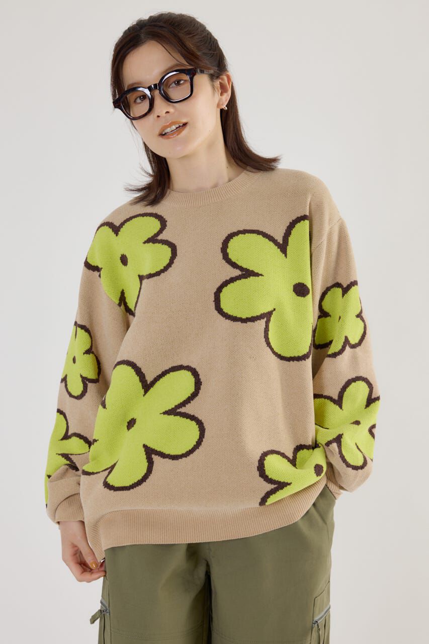 RODEO CROWNS「フラワーモールニットトップス」|ニット・セーター|柄BEG5