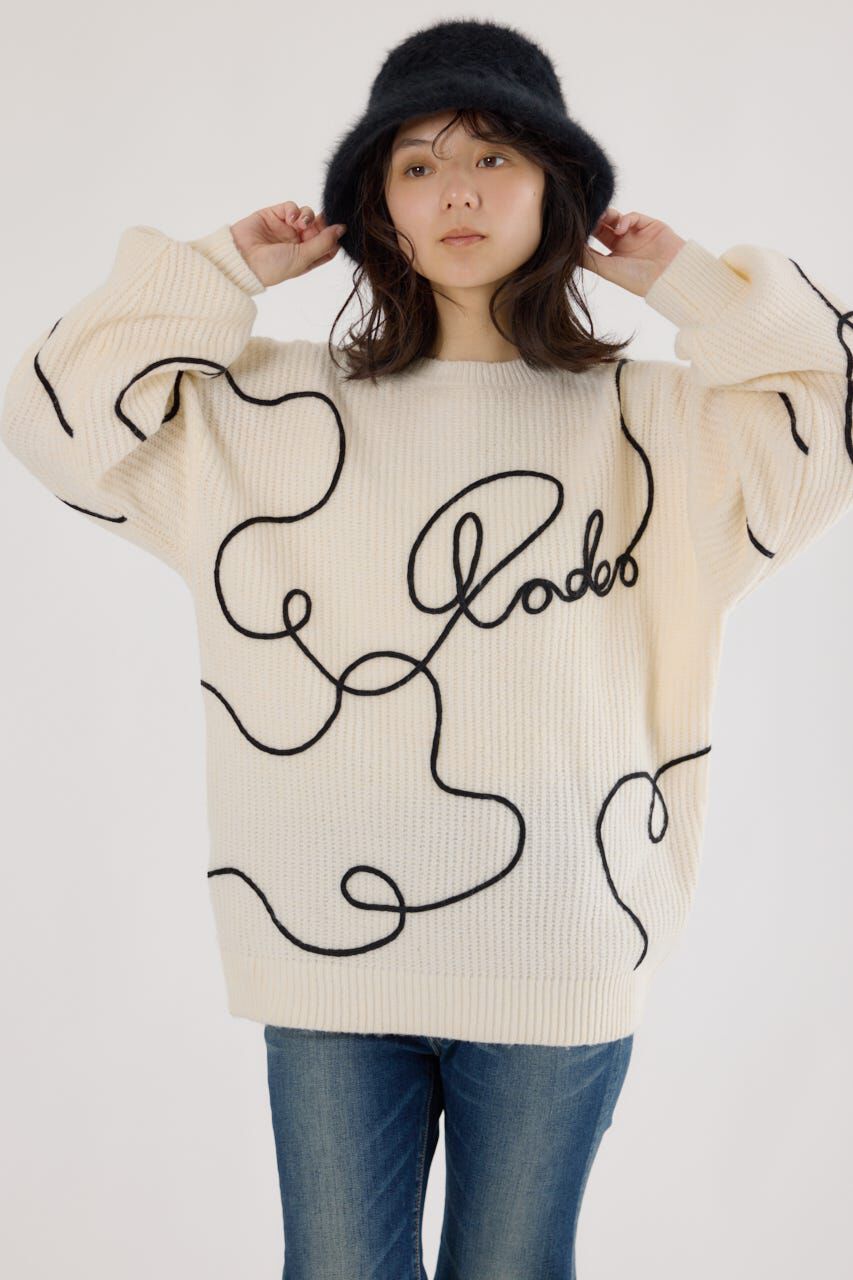 RODEO CROWNS「Embroideryラインロゴニットトップス」|ニット・セーター|