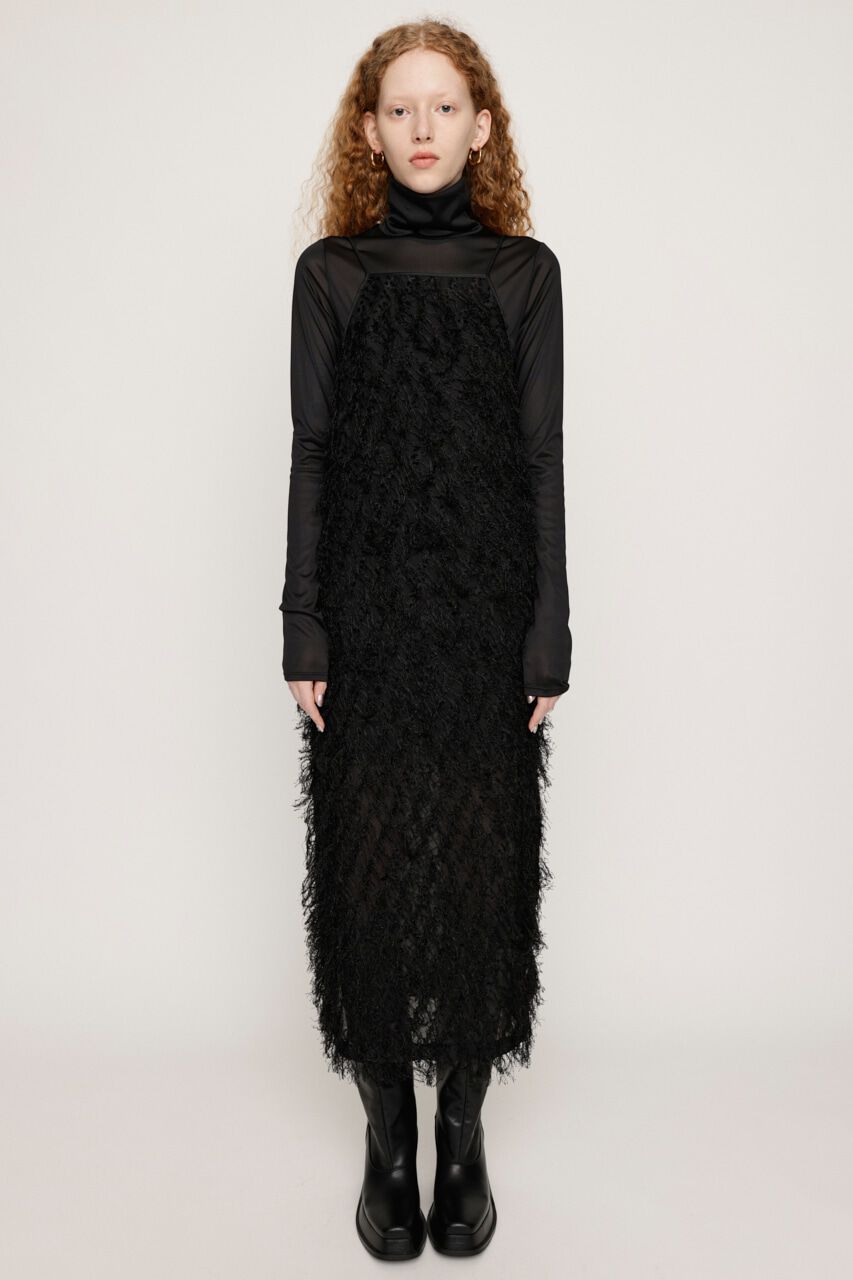 SLY「FRINGE JQ LONG CAMI DRESS 2P」|ワンピース|BLK