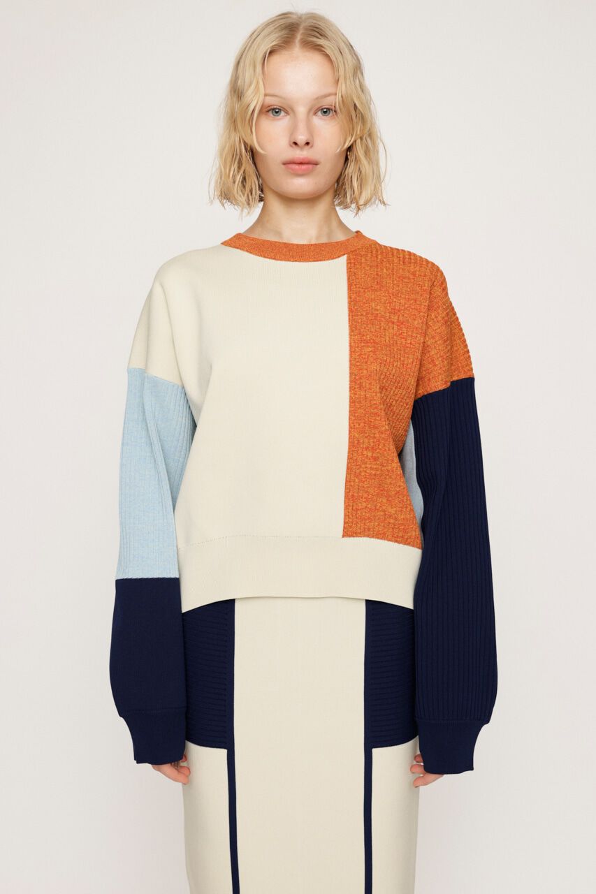 SLY「BLOCKING LIGHT KNIT トップス」|ニット・セーター|M/WHT7