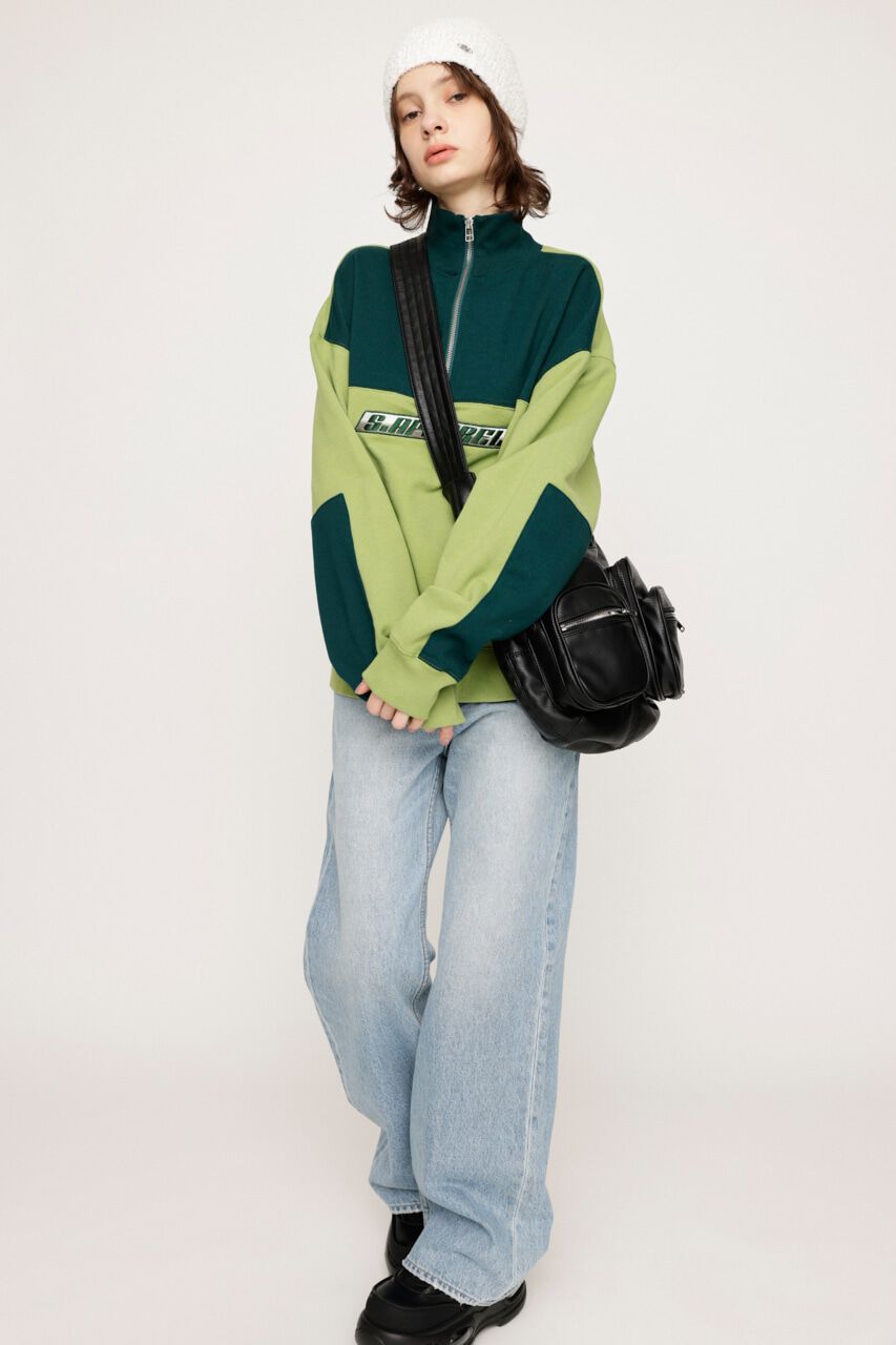 SLY「BI-COLOR HALF ZIP スウェット」|Tシャツ・カットソー|
