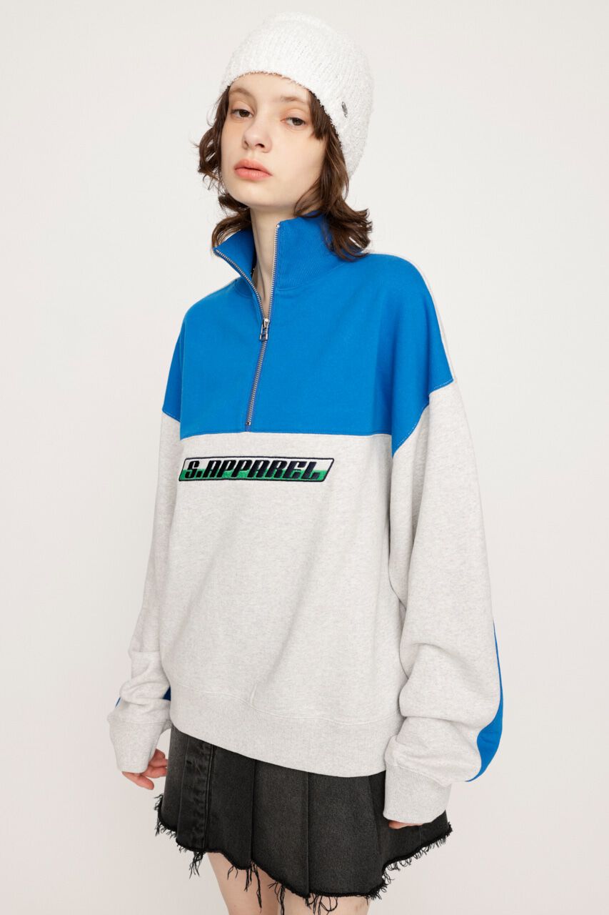 SLY「BI-COLOR HALF ZIP スウェット」|Tシャツ・カットソー|