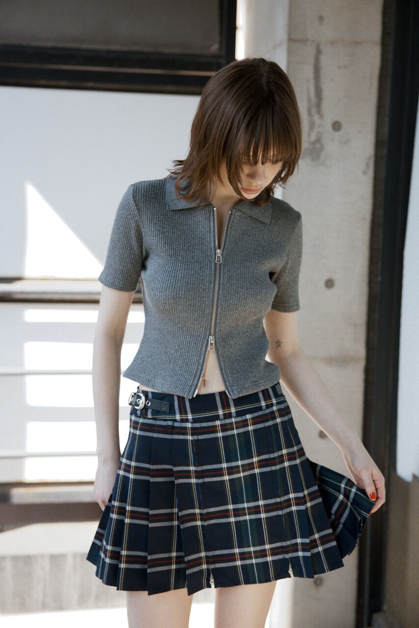 SLY「FRONT ZIP CUT RIB トップス」|Tシャツ・カットソー|