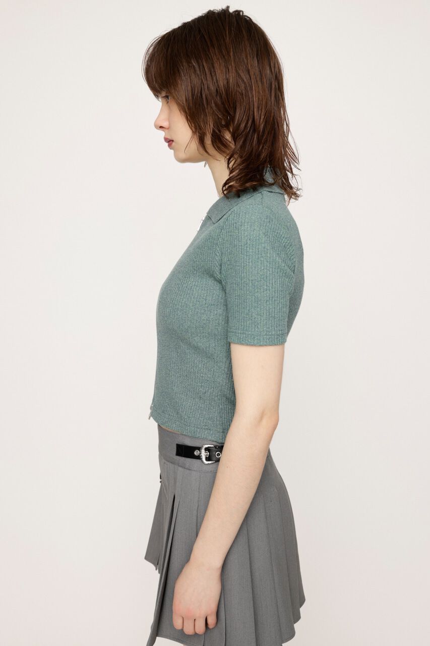 SLY「FRONT ZIP CUT RIB トップス」|Tシャツ・カットソー|