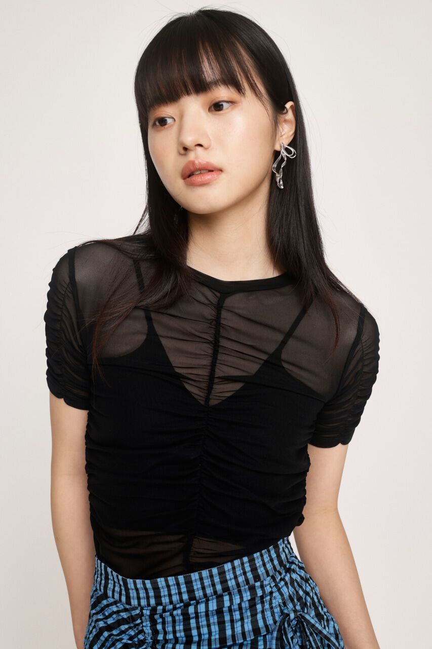 SLY「SHEER GATHER CUT トップス」|Tシャツ・カットソー|