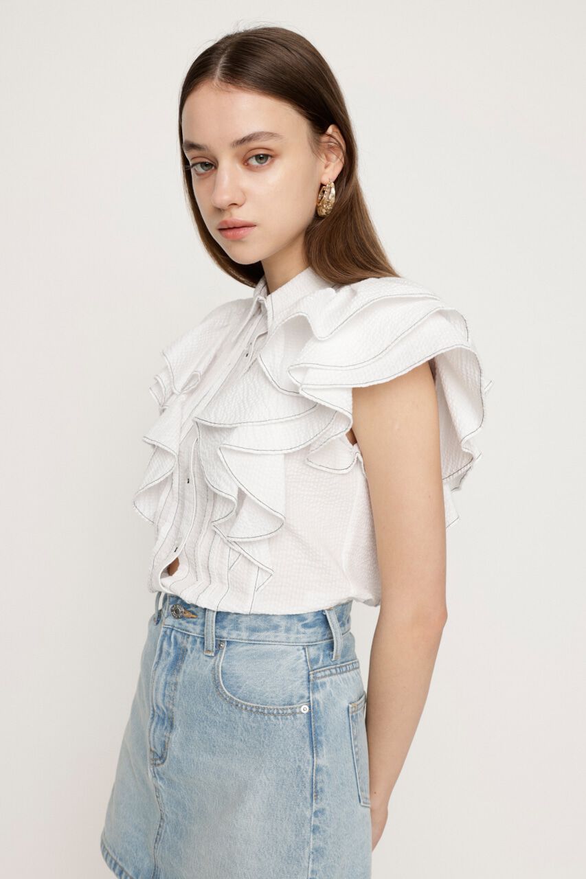 SLY「2WAY SEERSUCKER FRILL ブラウス」|シャツ・ブラウス|