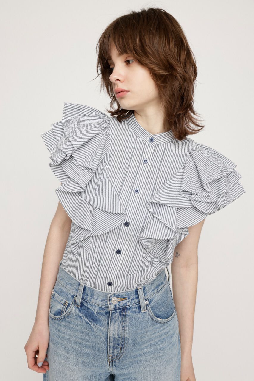 SLY「2WAY SEERSUCKER FRILL ブラウス」|シャツ・ブラウス|