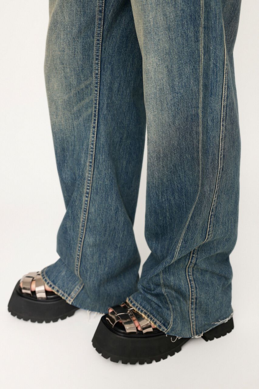 SLY「DOUBLE BELT WIDE FLARE PT-C」|デニム|