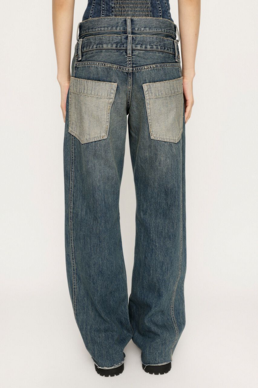 SLY「DOUBLE BELT WIDE FLARE PT-C」|デニム|