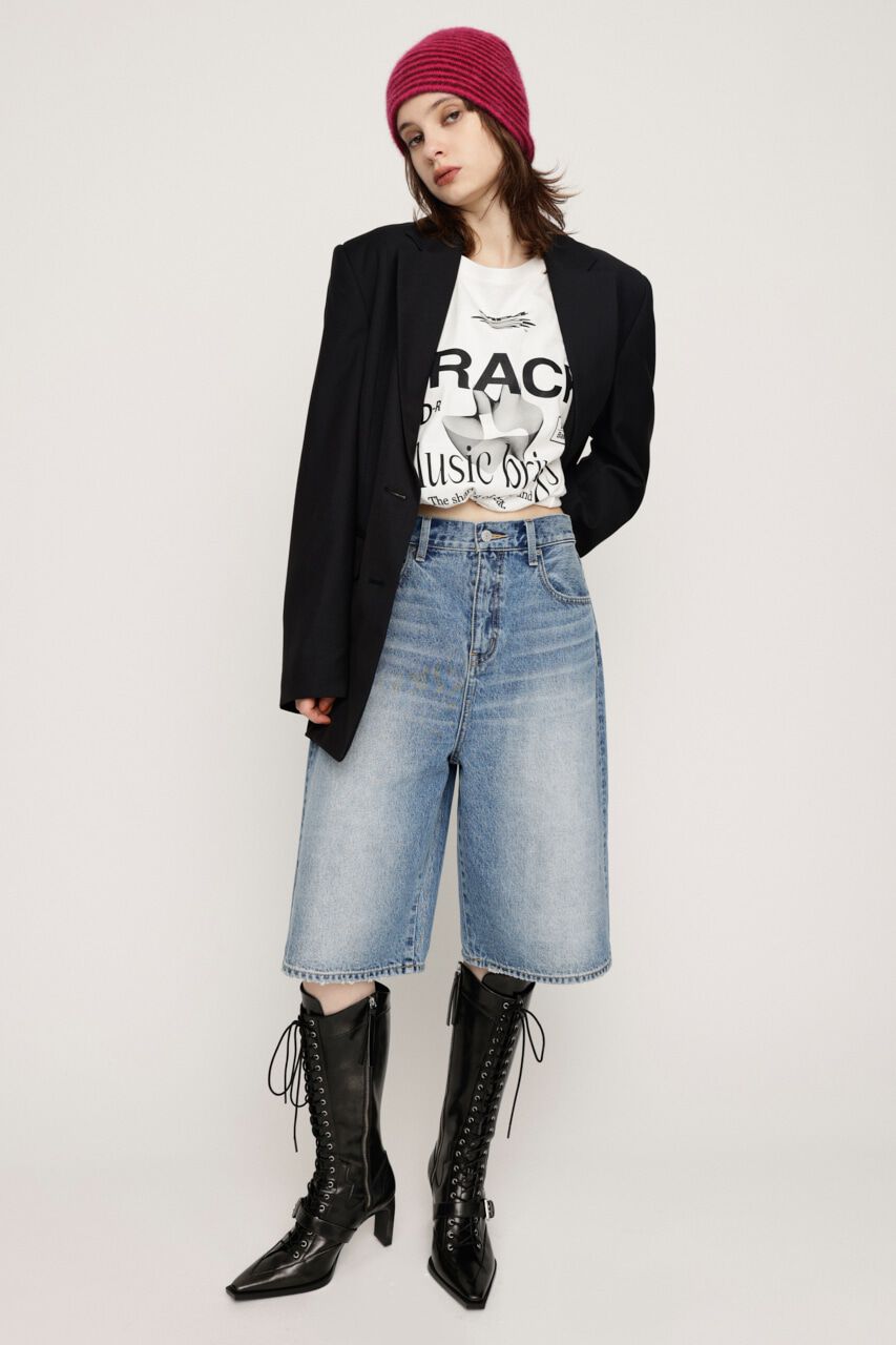 SLY「TRACY WIDE HALF PT-BE」|デニム|BLU