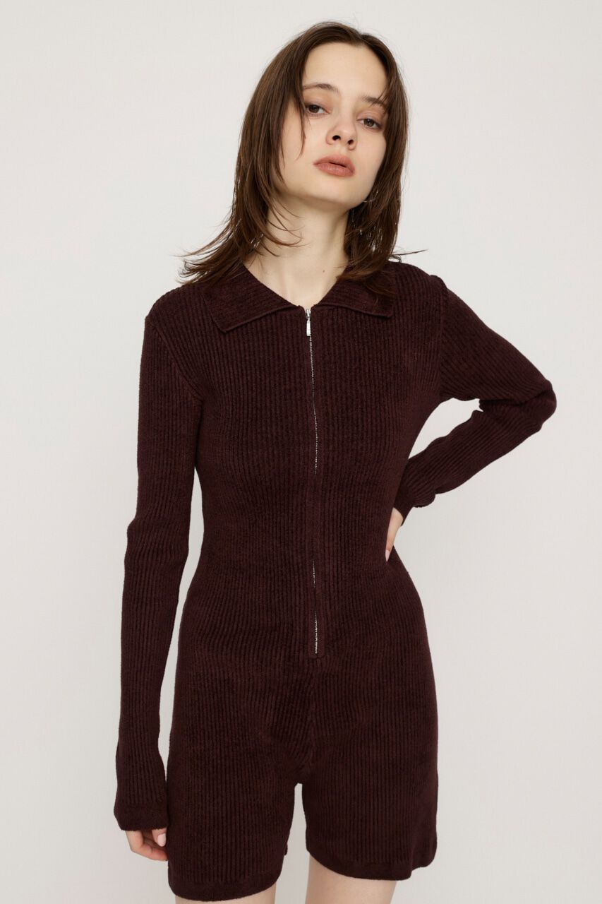 SLY「FRONT ZIP MOLE YARN ロンパース」|その他|