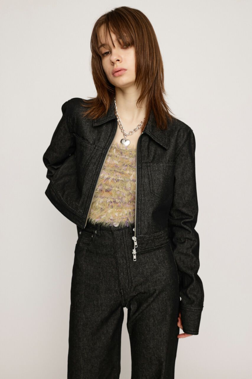 SLY「FRONT ZIP DENIM JK-AB」|デニムジャケット|BLK