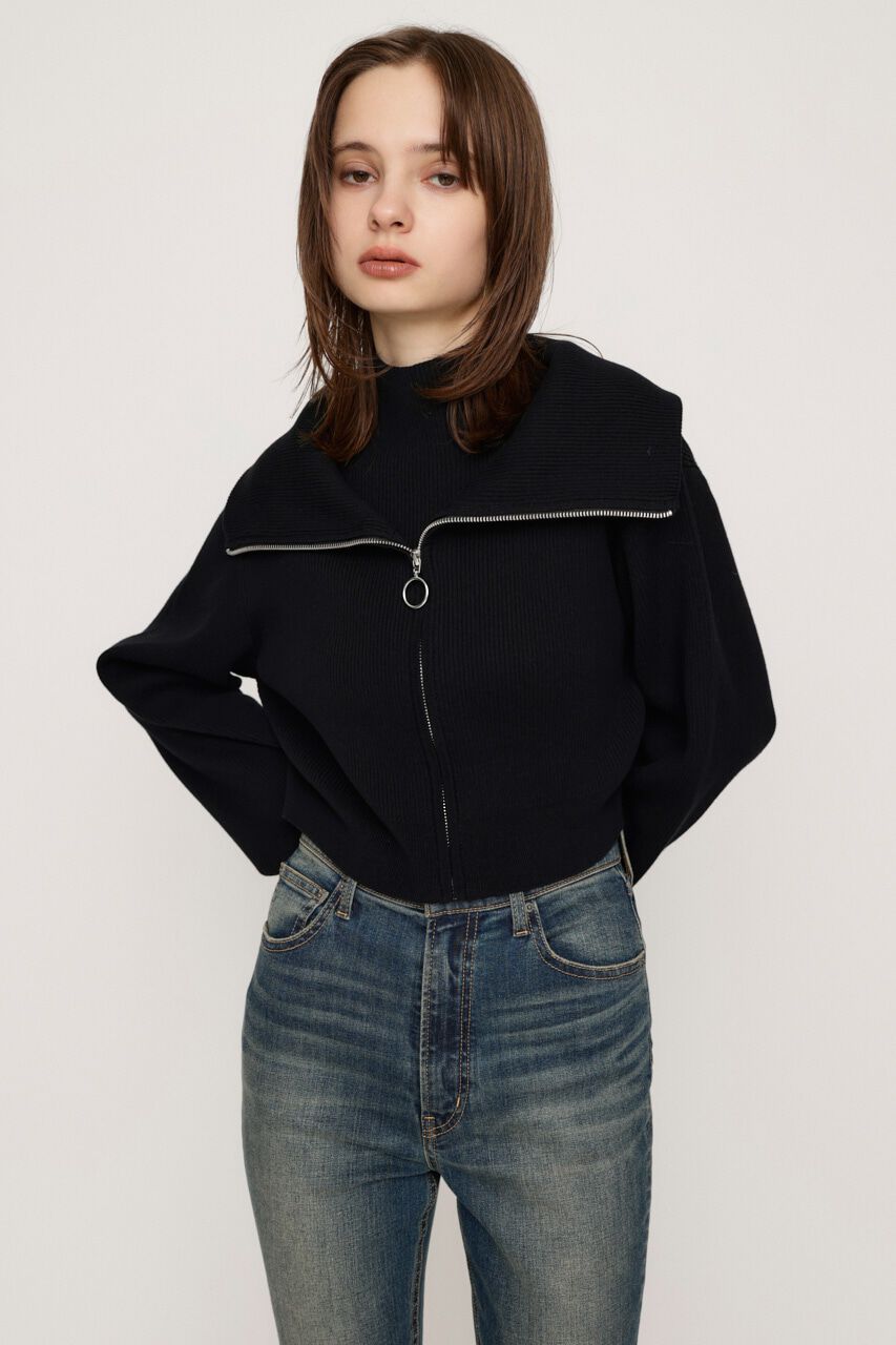 SLY「COLLAR ZIP CROP 2P トップス」|ニット・セーター|