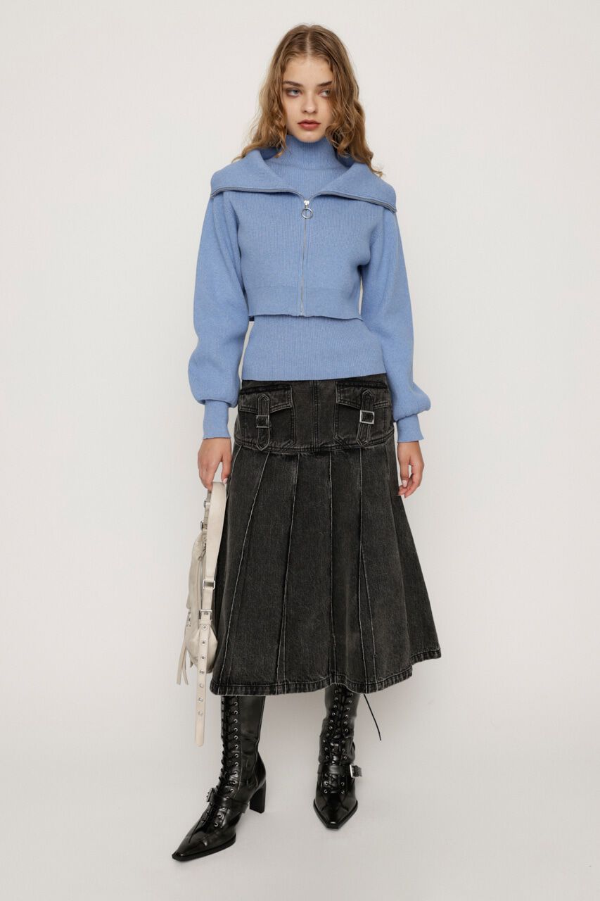 SLY「COLLAR ZIP CROP 2P トップス」|ニット・セーター|