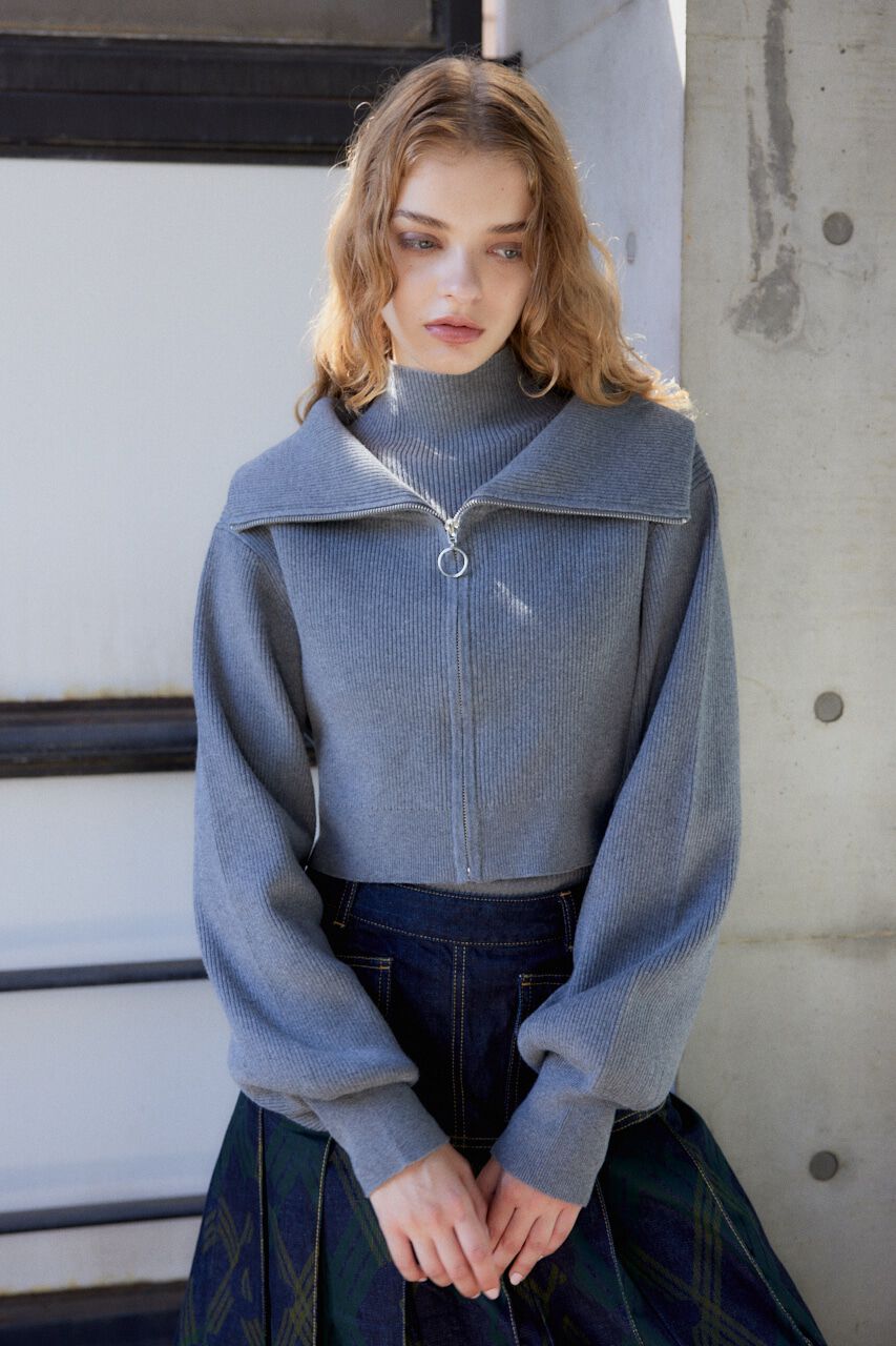 SLY「COLLAR ZIP CROP 2P トップス」|ニット・セーター|