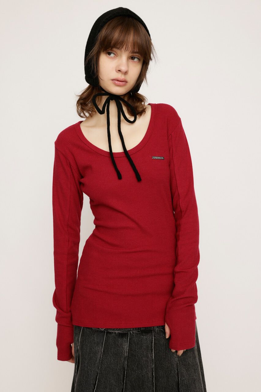 SLY「METAL PLATE BASIC トップス」|Tシャツ・カットソー|RED