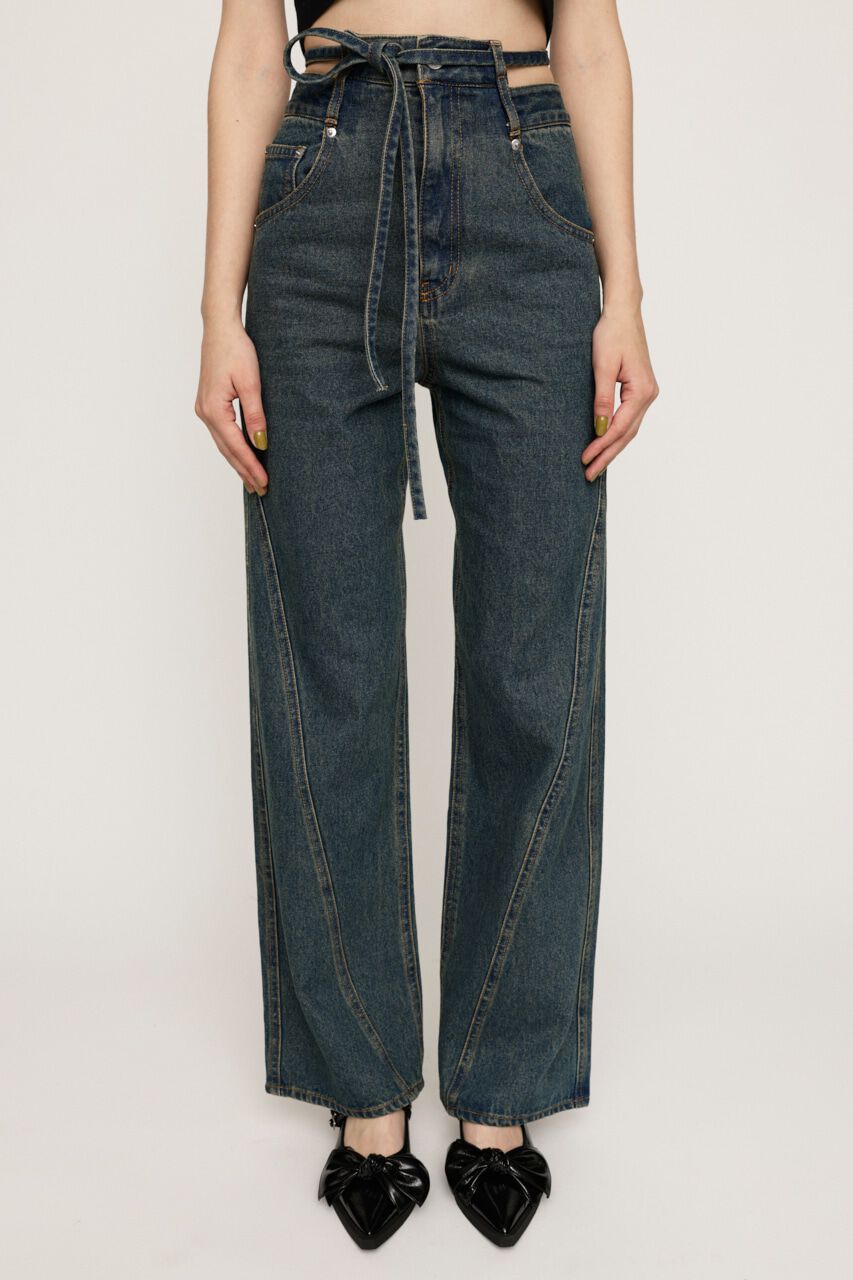 SLY「CUT OFF WAIST STRAIGHT パンツ」|デニム|