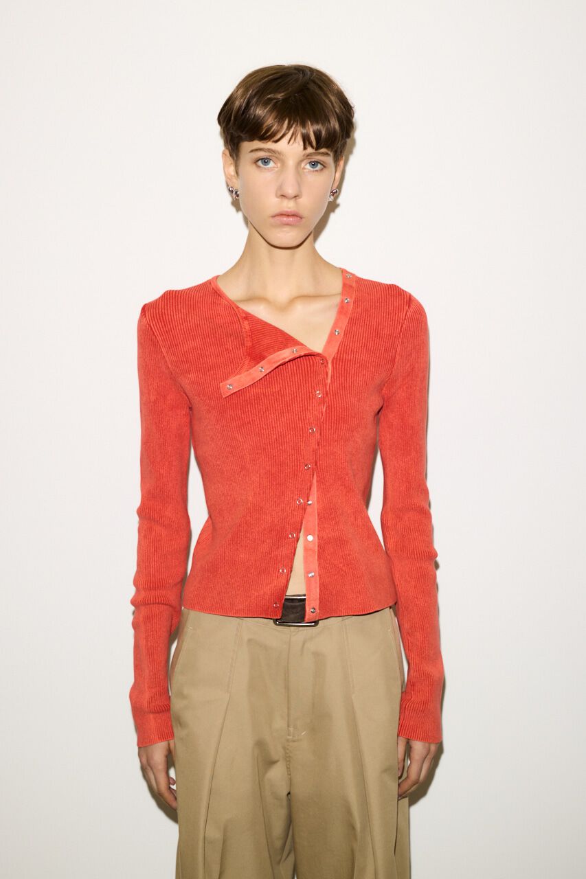 SLY「SLANT BUTTON HG RIB トップス」|ニット・セーター|L/RED1