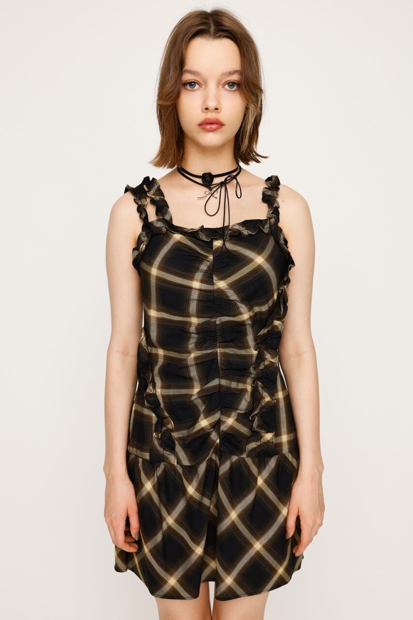 SLY「CHECK FRILL ショートワンピース」|ワンピース|