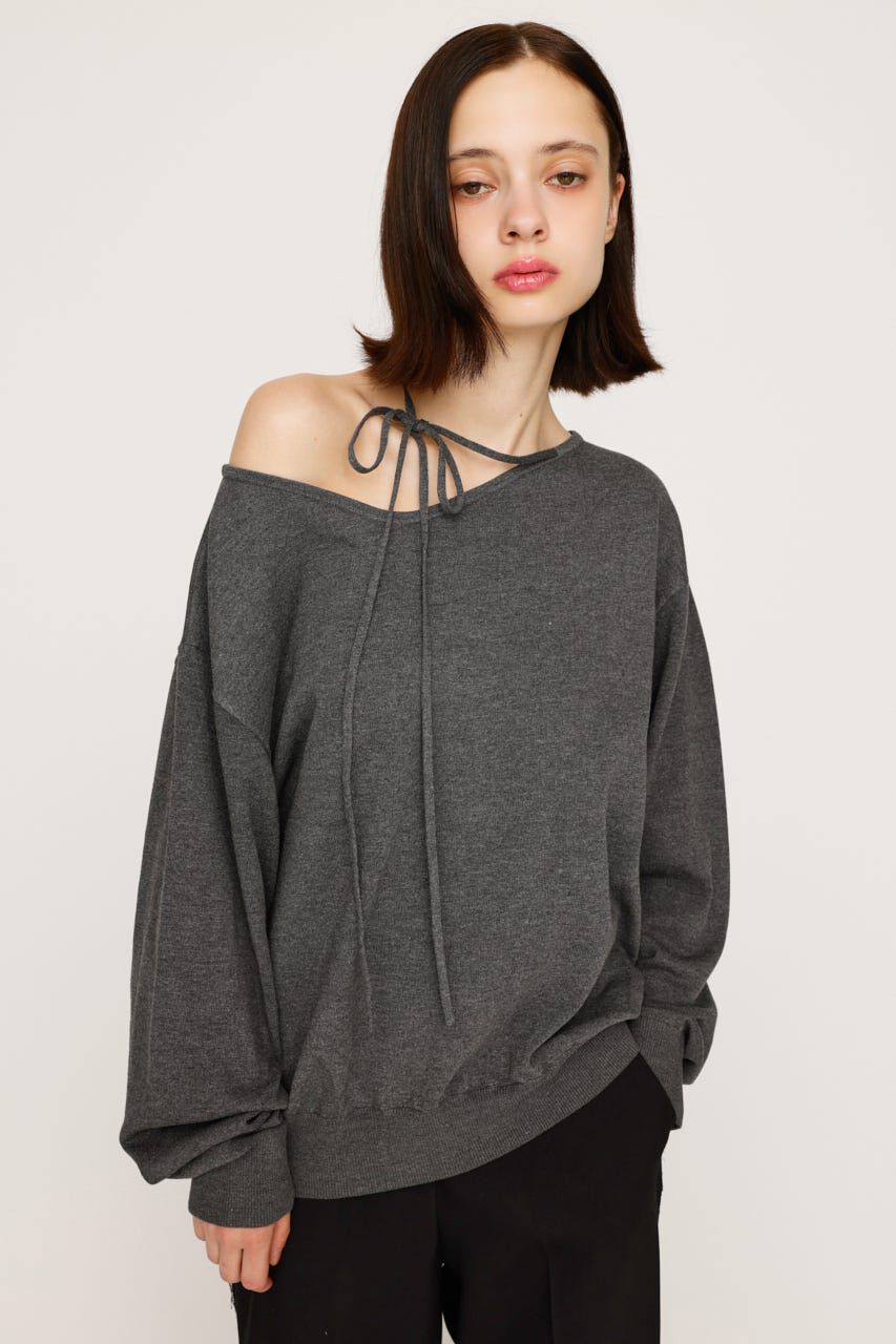 SLY「ASYMMETRY NECK LOOSE トップス」|ニット・セーター|T.GRY