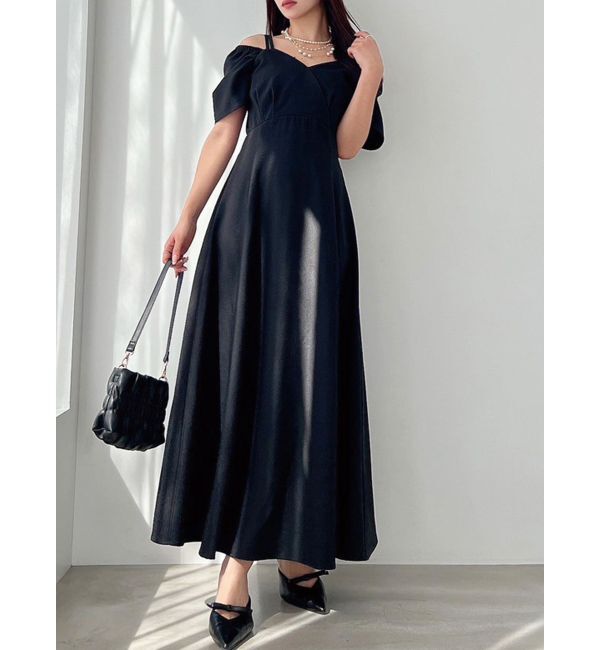 RESEXXY「ダブルストラップフレアワンピース」|ワンピース|ブラック