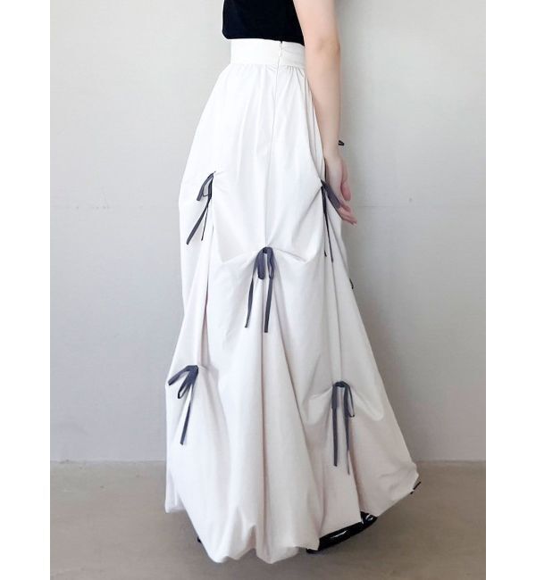 dazzlin「ランダムタックリボンバルーンスカート」|スカート|アイボリー