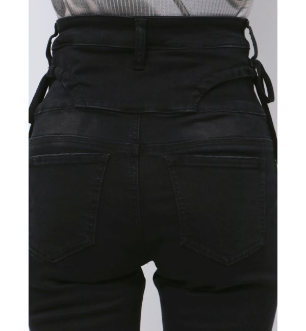 EMODA「リボンストリングフレアハイウエストパギンス」|デニム|