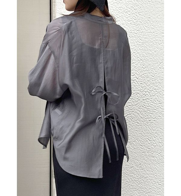 MERCURYDUO「ノーカラーバックリボンシアーシャツ」|シャツ・ブラウス|