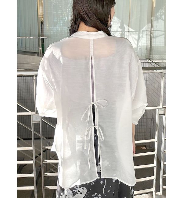 MERCURYDUO「ノーカラーバックリボンシアーシャツ」|シャツ・ブラウス|