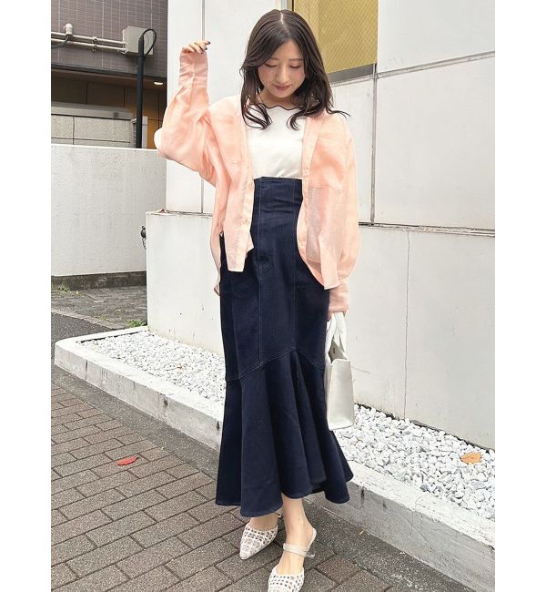 MERCURYDUO「ノーカラーバックリボンシアーシャツ」|シャツ・ブラウス|