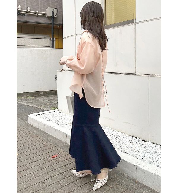 MERCURYDUO「ノーカラーバックリボンシアーシャツ」|シャツ・ブラウス|